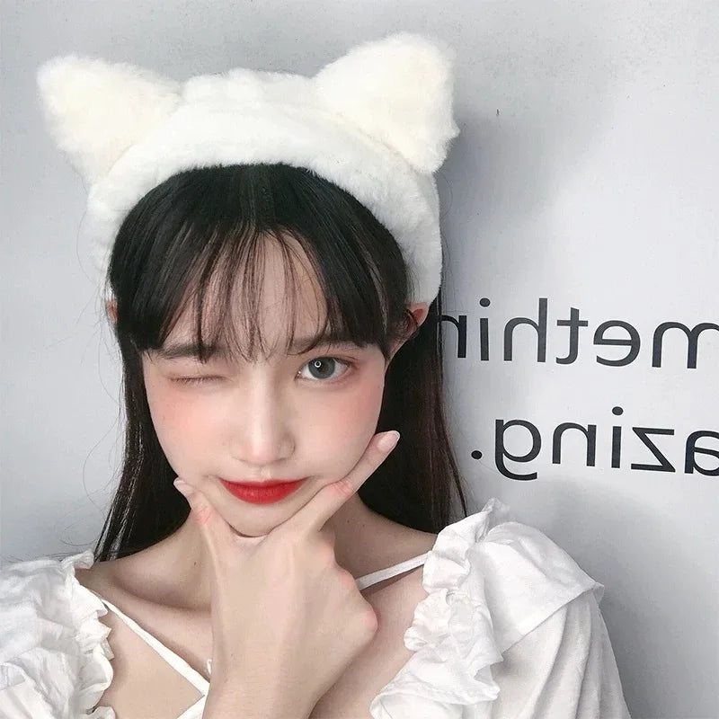 Hair band female wash face cat ears headband net red simple cute girl heart wide-brimmed plush hair band hairpin head jewelry