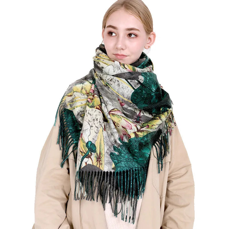 Mode Ölgemälde Schal Frauen Winter Warm Van Gogh Malerei Quaste Schals Einzigartige Luxus Lange Print Wraps Schal