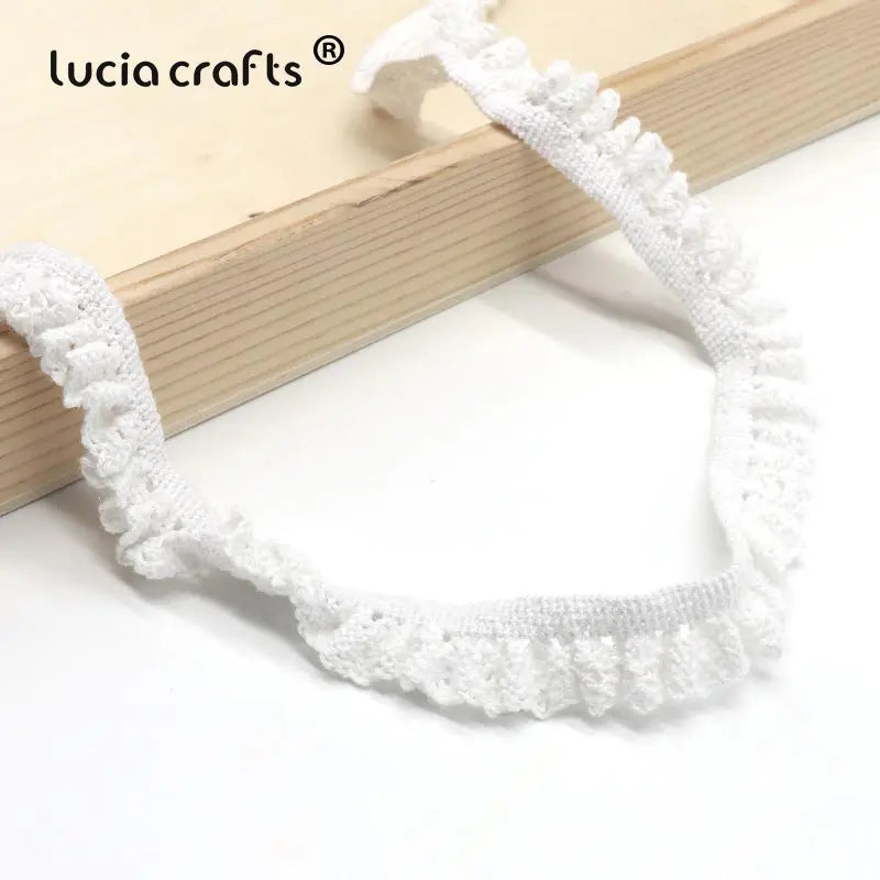 Lucia Craft 5 yards 20 mm Coton Élastique Dentelle Rubans Bandes DIY Filles Cheveux Cravate Bandeau Couture Vêtements Accessoires N0608