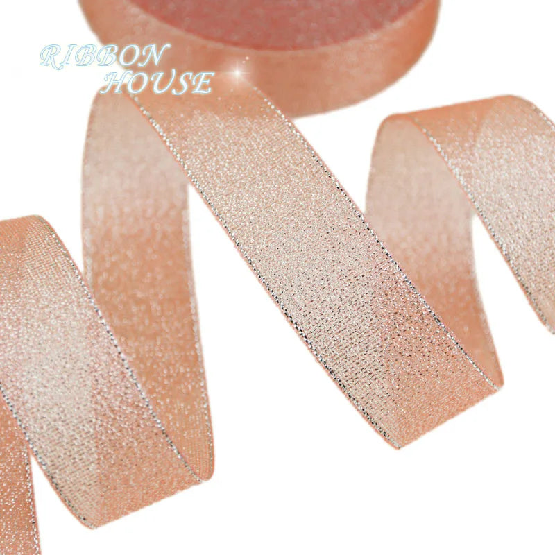 (25 yards/rolle) Flesh Rosa Metallic Glitter Band Bunte geschenk paket bänder großhandel 6/10/20/25/40mm