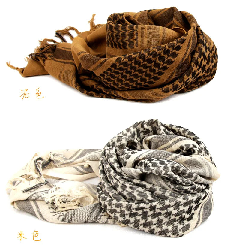 100%Cotton Thicker Arab Scarves Men Winter Military Keffiyeh Windproof Scarf Muslim Hijab Shemagh Tactical Desert Square Wargame