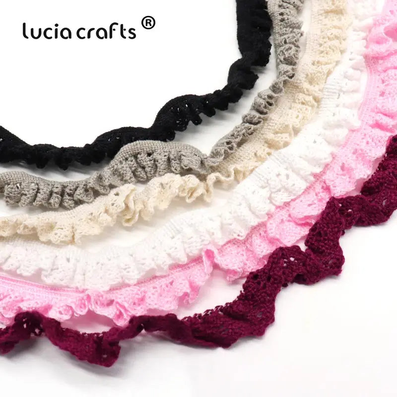 Lucia Craft 5 yards 20 mm Coton Élastique Dentelle Rubans Bandes DIY Filles Cheveux Cravate Bandeau Couture Vêtements Accessoires N0608