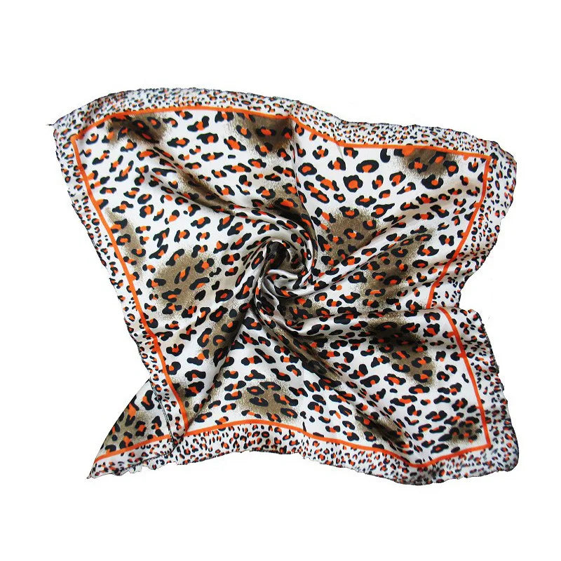 Quadratischer Schal Haargummi Mode Koreanischer Druck Tier Leopard Business Kleiner Kopf Hals Satin Seidenschal Für Frauen