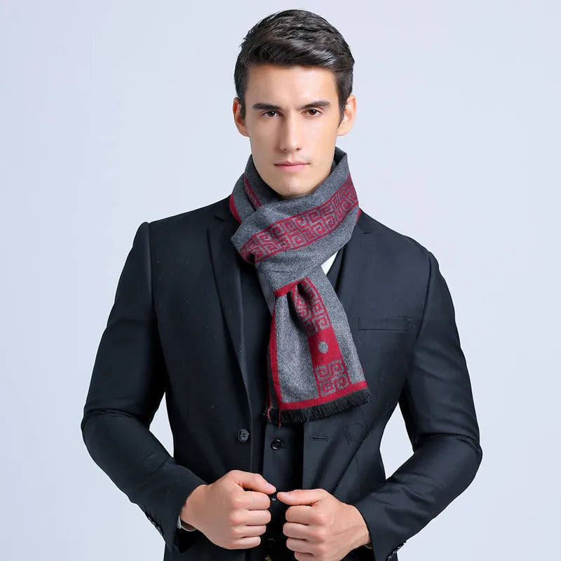Nouvelle lettre de luxe marque affaires hommes écharpe soie cachemire écharpe châle bonne qualité hiver chaud écharpes hommes 180*30 cm