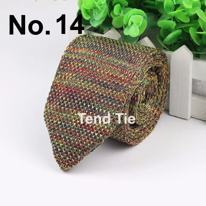 New Style Fashion Men's Colourful Tie Knit Knitted Ties Necktie Normal Slim Classic Woven Cravate Narrow Neckties