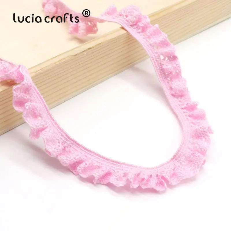 Lucia Craft 5 yards 20 mm Coton Élastique Dentelle Rubans Bandes DIY Filles Cheveux Cravate Bandeau Couture Vêtements Accessoires N0608