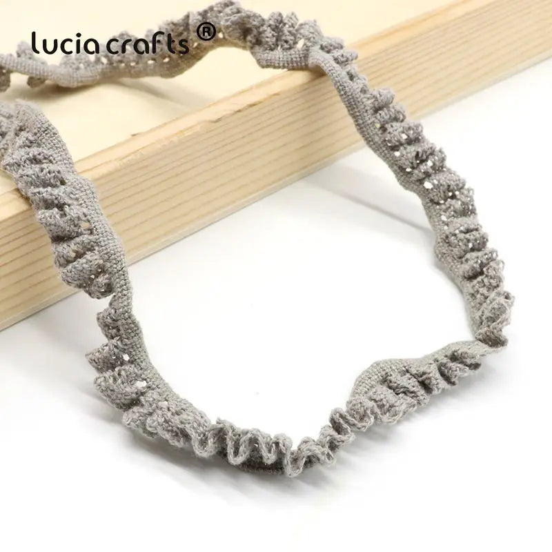 Lucia Craft 5 yards 20 mm Coton Élastique Dentelle Rubans Bandes DIY Filles Cheveux Cravate Bandeau Couture Vêtements Accessoires N0608