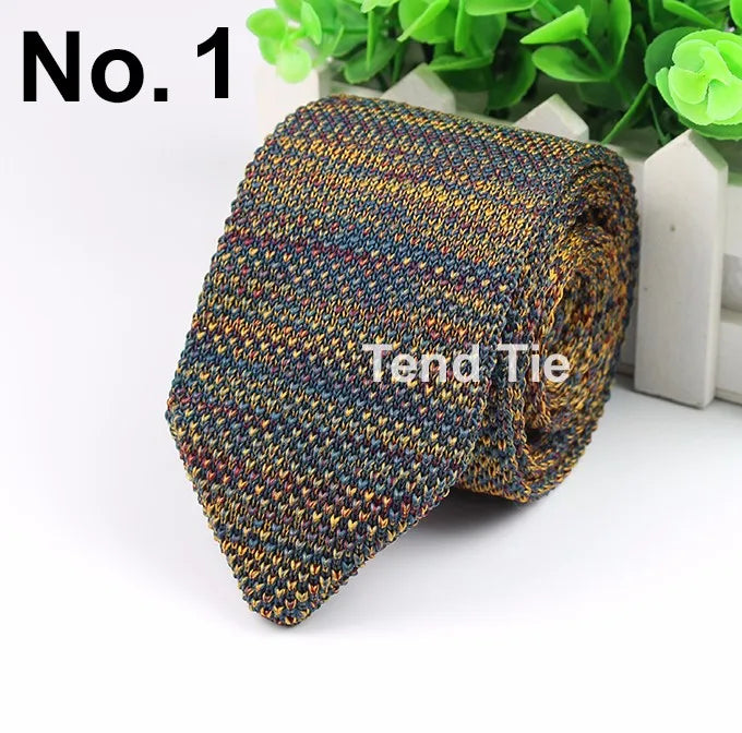 New Style Fashion Men's Colourful Tie Knit Knitted Ties Necktie Normal Slim Classic Woven Cravate Narrow Neckties