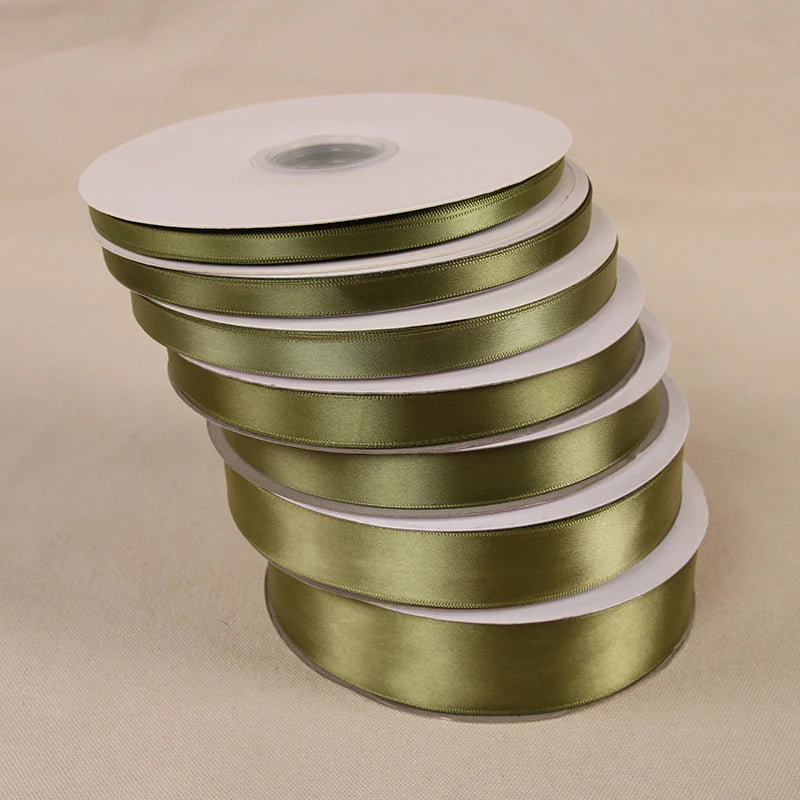 (91 Meter) 6 mm – 50 mm olivgrünes Satinband, DIY-Schleife, Basteldeko, Hochzeitsfeier-Dekoration, Geschenkverpackung, Scrapbooking-Zubehör
