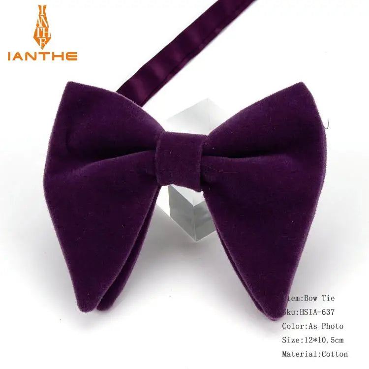 Men's Big Bow Ties For Women Men Micro Suede Bowtie Candy Solid Corduroy Butterfly Soft Lithe Gravata Wedding Party Tie Bowknot