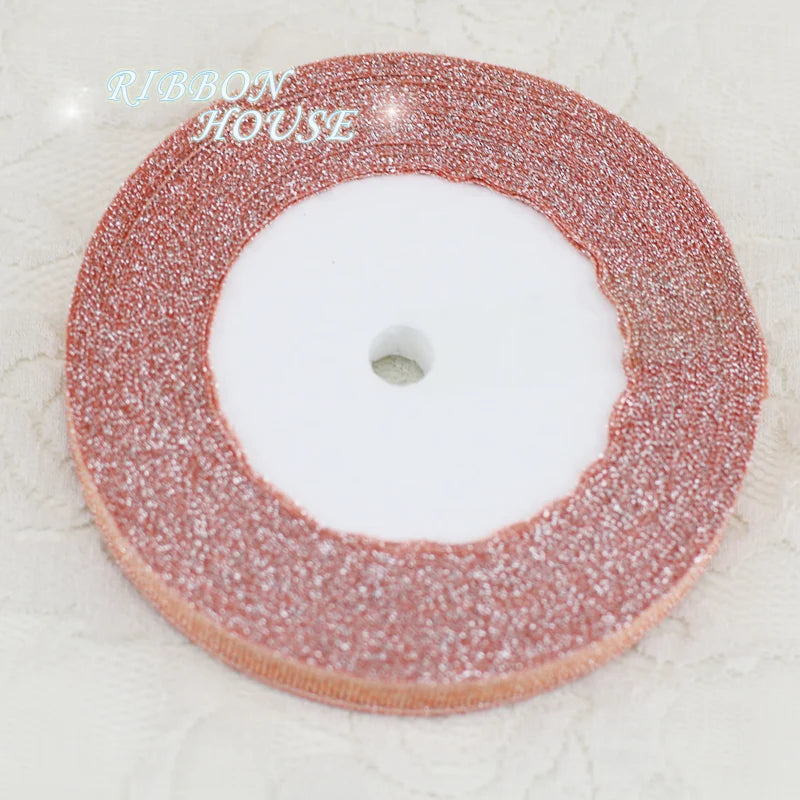 (25 yards/rolle) Flesh Rosa Metallic Glitter Band Bunte geschenk paket bänder großhandel 6/10/20/25/40mm