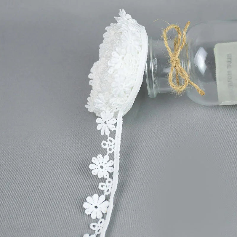 5Yards/lot White Cotton Embroidered Lace Trim Ribbons Fabric DIY Sewing Handmade Craft Materials Garment Clothes Accessories