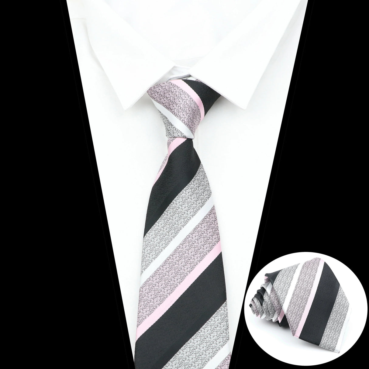 Cravate formelle pour homme, rayée, bleu et gris, 8 cm de large, cadeau pour homme, bureau, mariage, fête, accessoires pour homme, usage quotidien