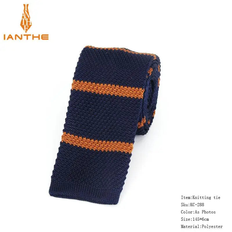 Cravate en tricot pour homme, cravate unie pour mariage, smoking, rayée, tissée, fine, accessoires pour le cou