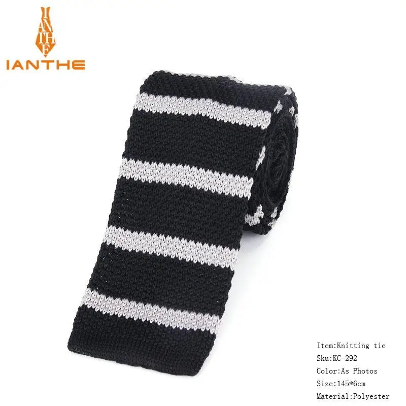 Cravate en tricot pour homme, cravate unie pour mariage, smoking, rayée, tissée, fine, accessoires pour le cou