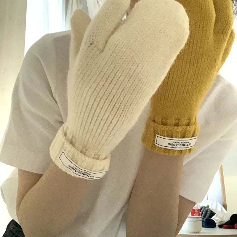 2021 elastische Vollfingerhandschuhe Warme dicke Radfahren Fahrmode Frauen Männer Winter Warme gestrickte Outdoor-Handschuhe