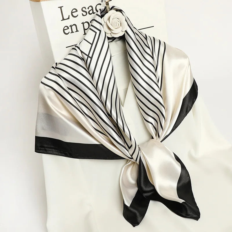 90X90CM Scarves Women Print Hair Neck Square Silk Scarf Office Ladies Shawl Bandana Handkerchief Headcloth Foulard Female Wraps