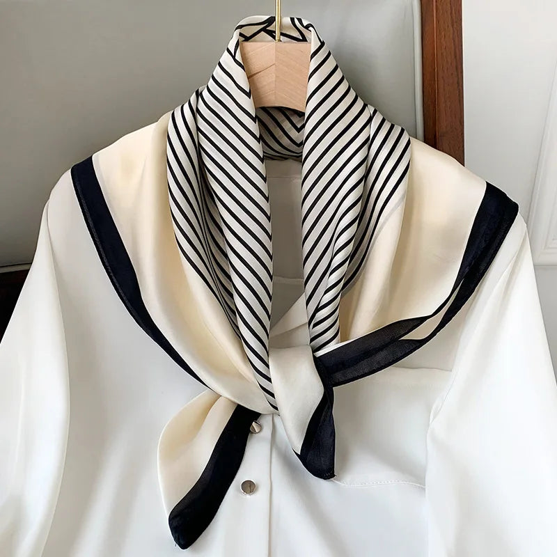 Luxus Marke Seide Quadrat Plaid Schal Frauen Satin Neck Haar Krawatte Band Weiche arbeit neckerchill 2021 NEUE Hijab Kopf Weiblich foulard