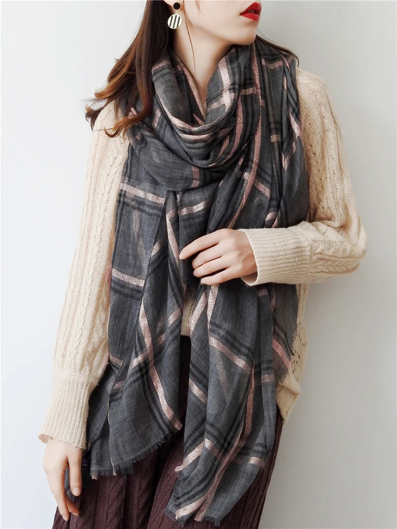 Women Cashmere Scarf with Warm Long Wraps Scarf Autumn Scarf England Classic Plaid Cashmere Scarves 2020 Fashion Luxury Shawl