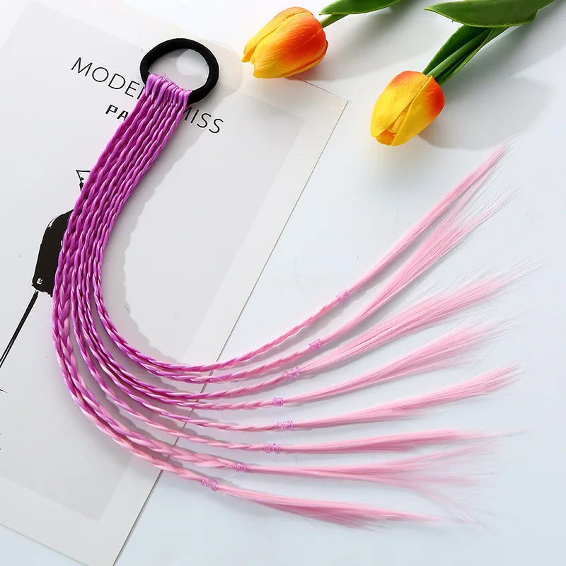 New Girls Colorful Wigs Ponytail Headbands Rubber Bands Beauty Hair Bands Headwear Kids Hair Accessories Head Band Hair Ornament