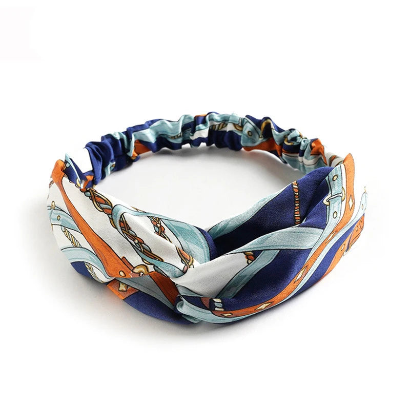 Bandeau à cheveux bohème pour femme et fille, imprimé vintage, croisé, style été