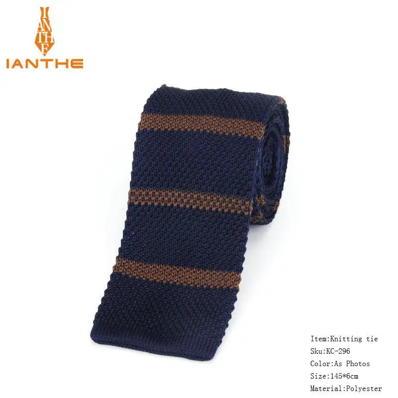 Cravate en tricot pour homme, cravate unie pour mariage, smoking, rayée, tissée, fine, accessoires pour le cou