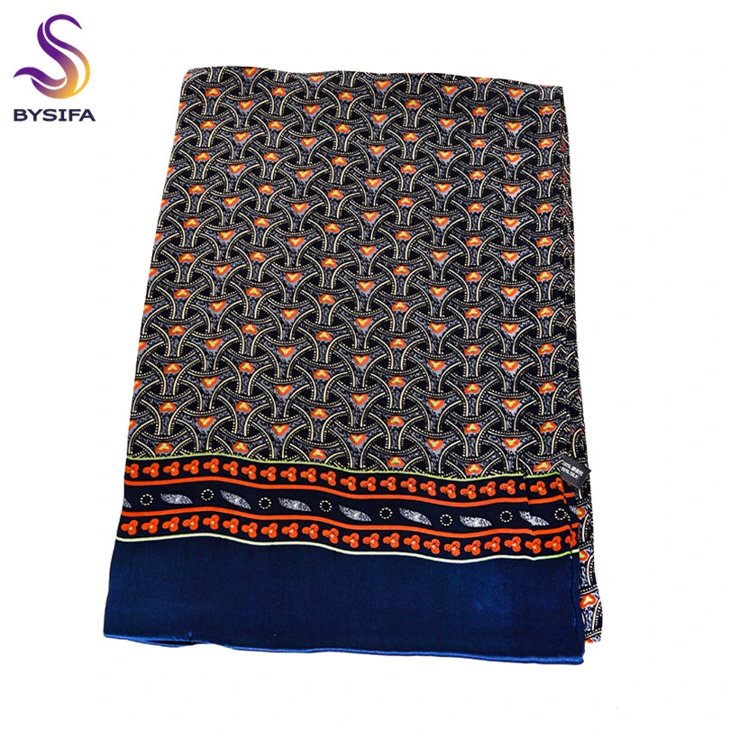 BYSIFA| Bufanda de seda 100% para hombre, color gris plateado, estampada, de marca de moda, larga, para otoño e invierno, 160 x 26 cm