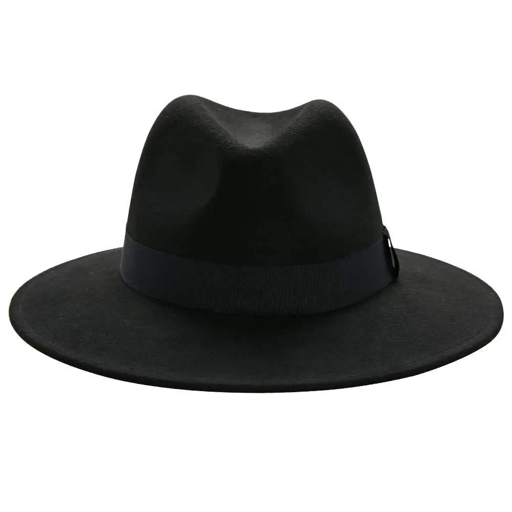 Livraison gratuite chapeau fedora noir unisexe large bord jazz haut-de-forme automne hiver classique élégant Panama chapeau gentleman chapeau en gros