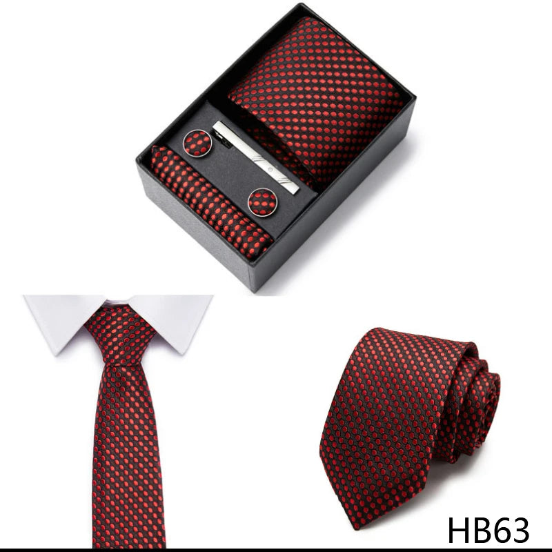 2023 New Style Wedding Gift Tie Pocket Squares Set Necktie Box Men Solid Black Suit Accessories Fit Wedding