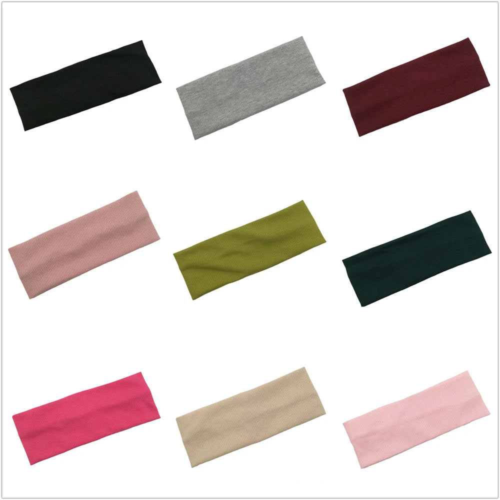 New Solid Knitted Headband for Women Girls Autumn Winter Sport Yoga Sweat Uptake Headwear Elastic Hairbands Hair Accessories