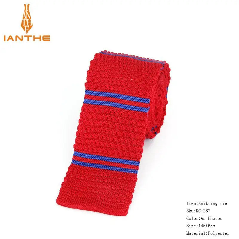 Cravate en tricot pour homme, cravate unie pour mariage, smoking, rayée, tissée, fine, accessoires pour le cou
