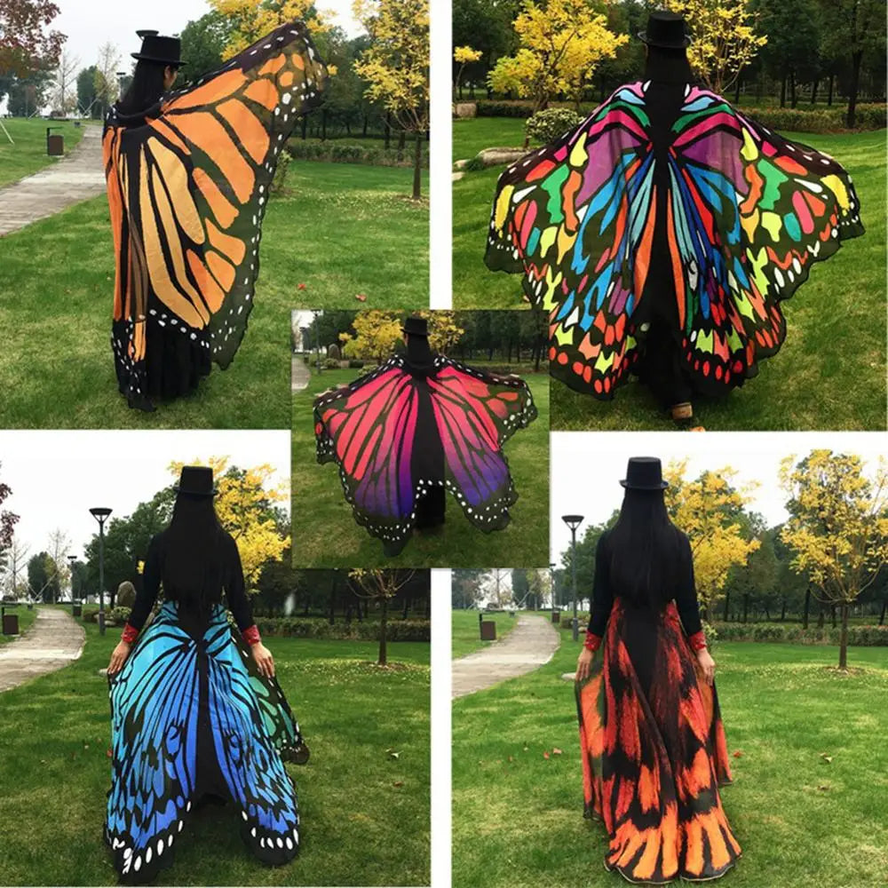 Toalla de playa de poliéster con diseño de alas de mariposa para mujer, bufanda tipo capa, regalo de Navidad y Halloween, toalla estampada de verano, ropa de moda para mujer