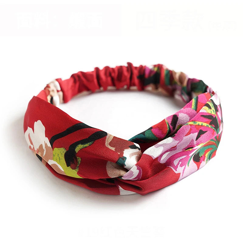 Bandeau à cheveux bohème pour femme et fille, imprimé vintage, croisé, style été