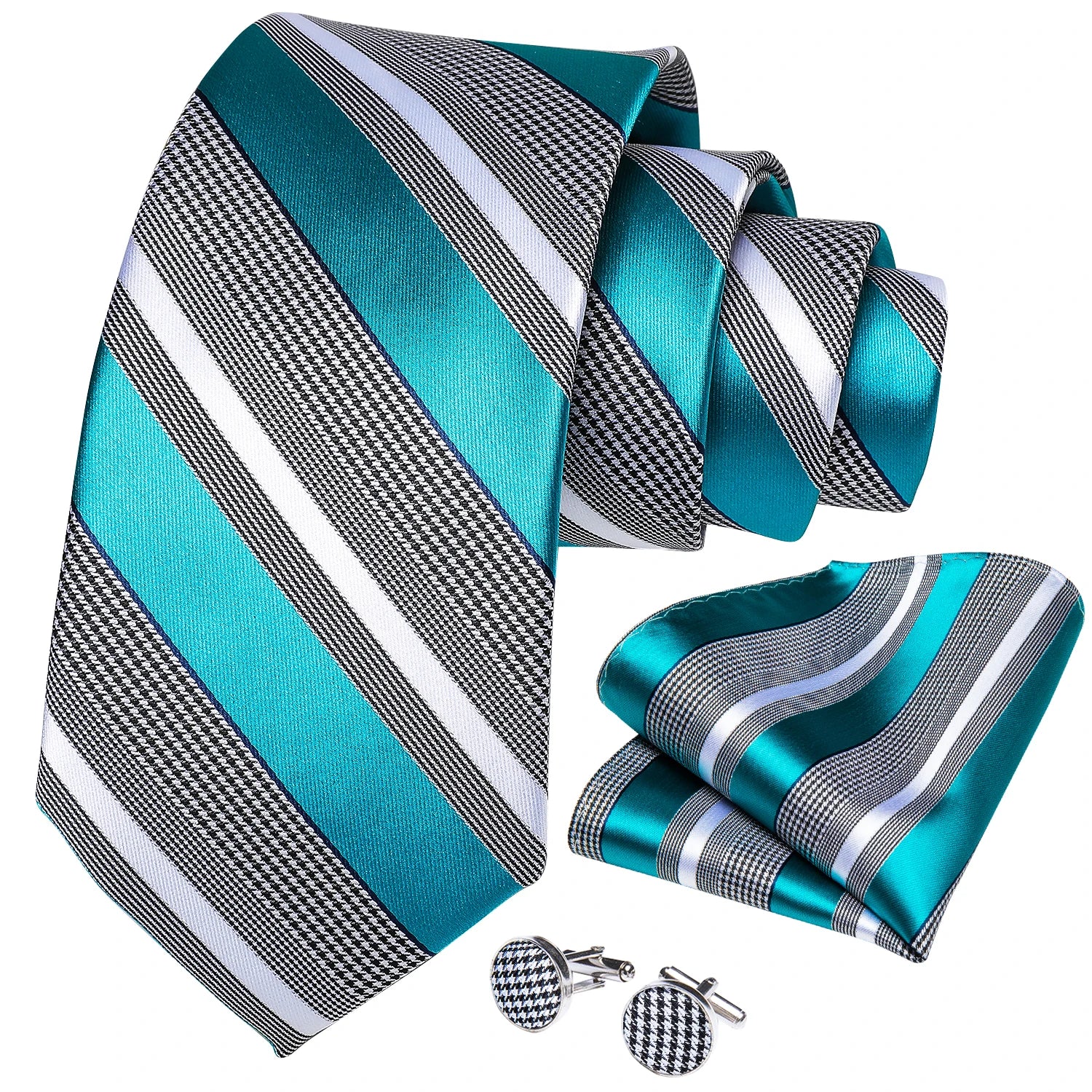 DiBanGu Designer Mens Necktie Striped Floral Paisley Silk Tie Pocket Square Cufflinks Neck Tie Ring Set Suit Wedding Business