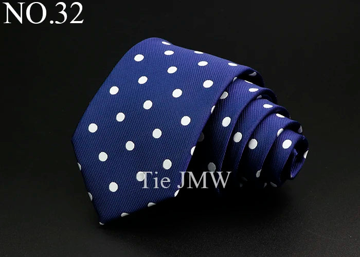 Nouvelle cravate classique à rayures pour homme, 7 cm, jacquard, rouge, bleu, vert, à porter au quotidien, accessoire pour robe de soirée, cadeau pour homme