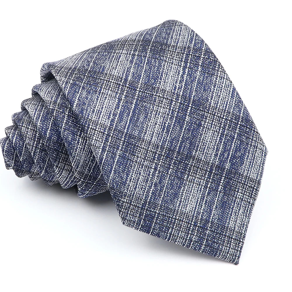 Cravate formelle pour homme, rayée, bleu et gris, 8 cm de large, cadeau pour homme, bureau, mariage, fête, accessoires pour homme, usage quotidien