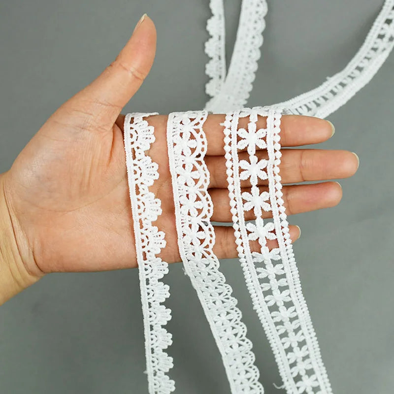 5Yards/lot White Cotton Embroidered Lace Trim Ribbons Fabric DIY Sewing Handmade Craft Materials Garment Clothes Accessories