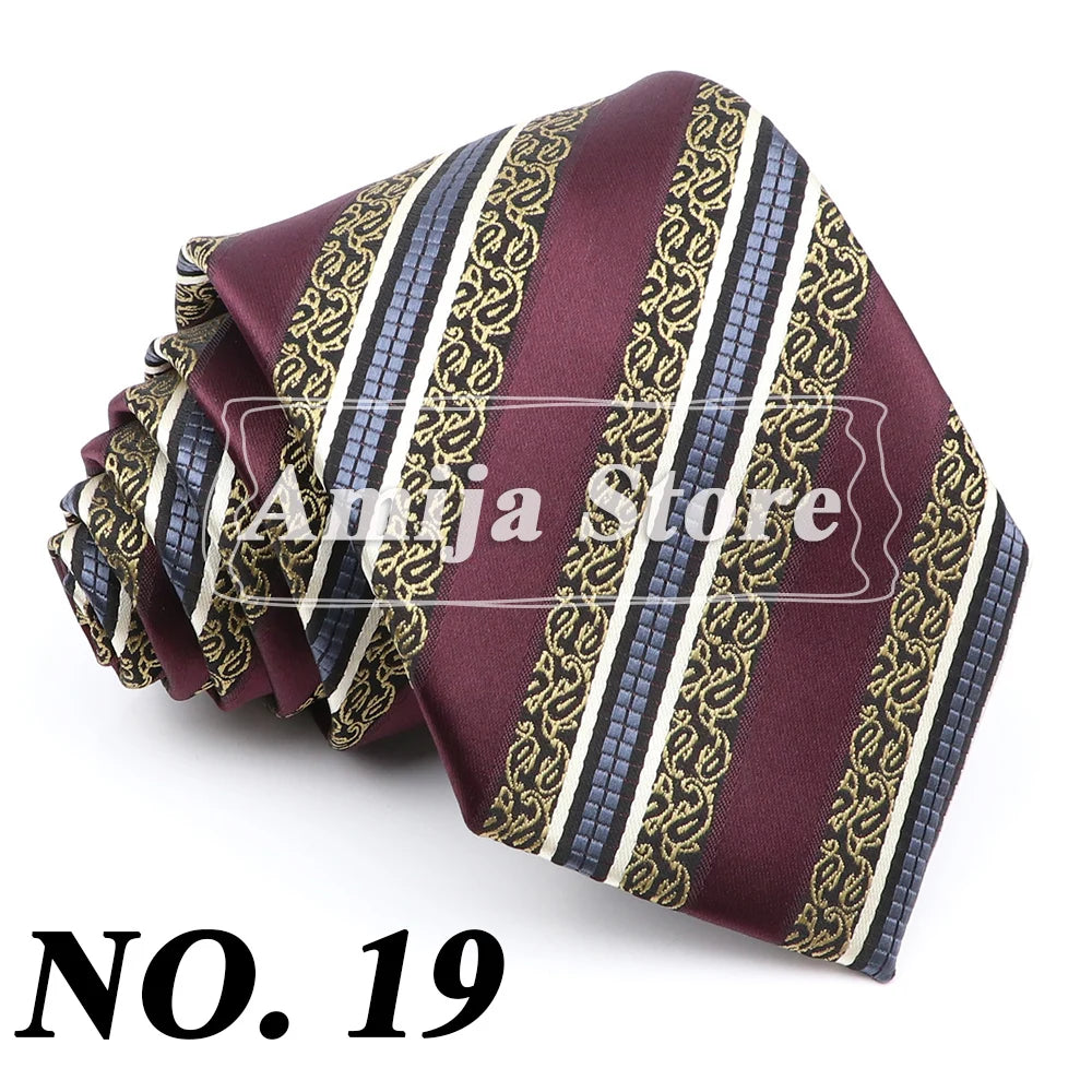Cravate formelle pour homme, rayée, bleu et gris, 8 cm de large, cadeau pour homme, bureau, mariage, fête, accessoires pour homme, usage quotidien