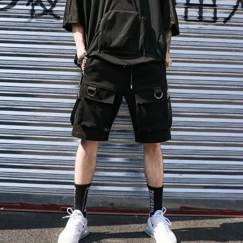 Sommer Herren Shorts Techwear Japanische Harajuku Mode Hip Hop Punk Streetwear Cargo-Shorts für männliche Jogger Bänder Baggy Kleidung