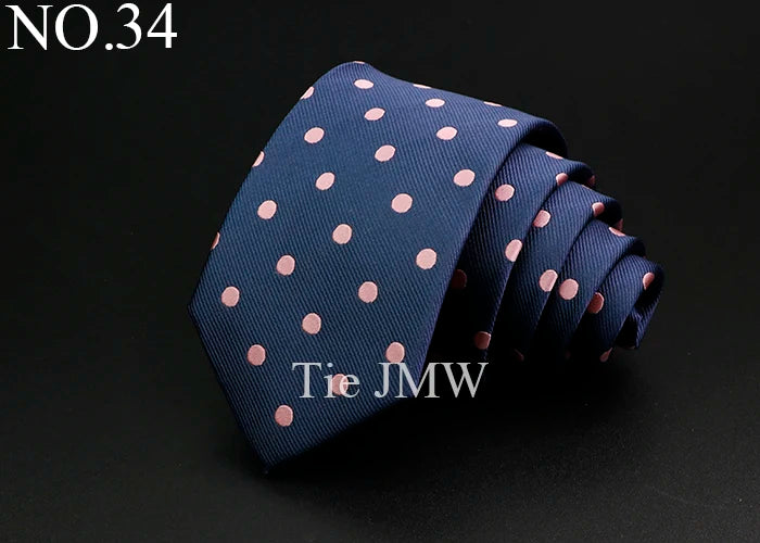 Nouvelle cravate classique à rayures pour homme, 7 cm, jacquard, rouge, bleu, vert, à porter au quotidien, accessoire pour robe de soirée, cadeau pour homme