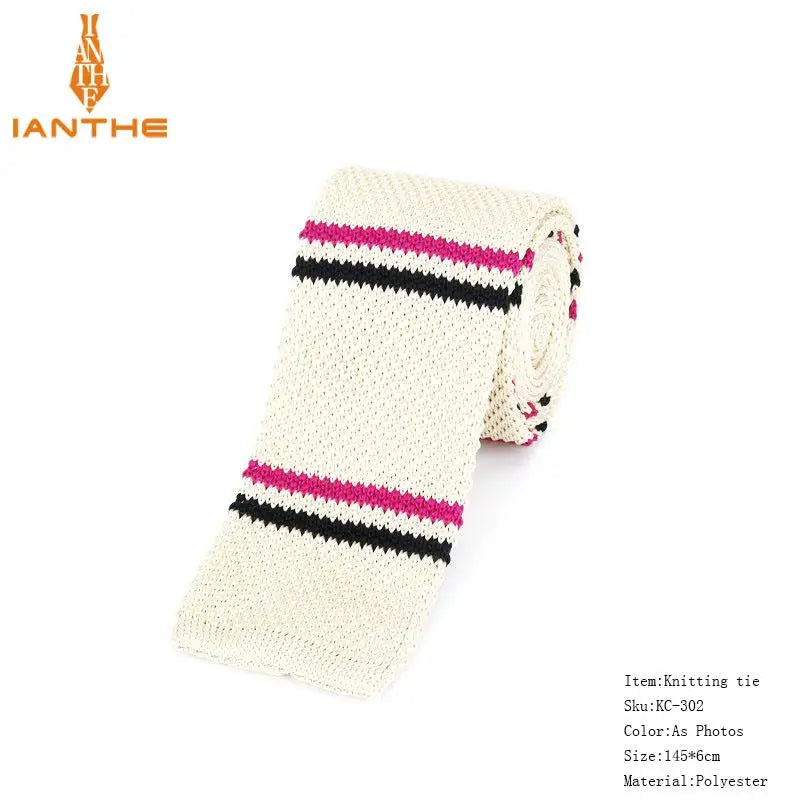Cravate en tricot pour homme, cravate unie pour mariage, smoking, rayée, tissée, fine, accessoires pour le cou