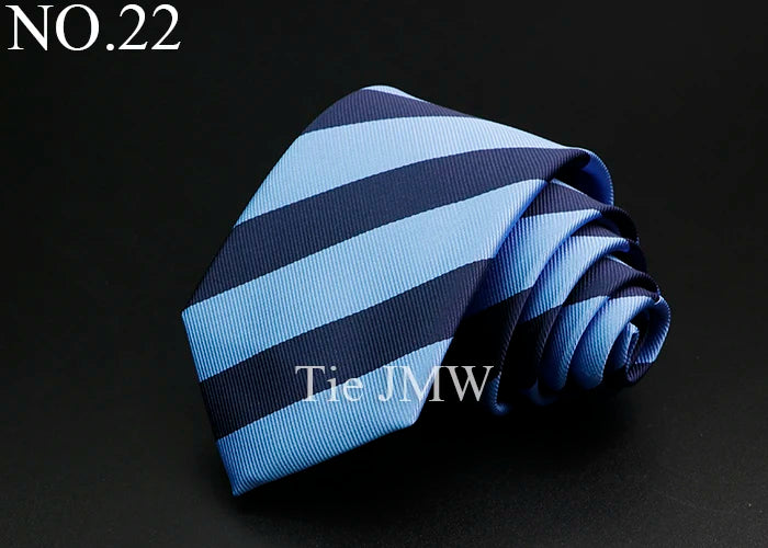 Nouvelle cravate classique à rayures pour homme, 7 cm, jacquard, rouge, bleu, vert, à porter au quotidien, accessoire pour robe de soirée, cadeau pour homme