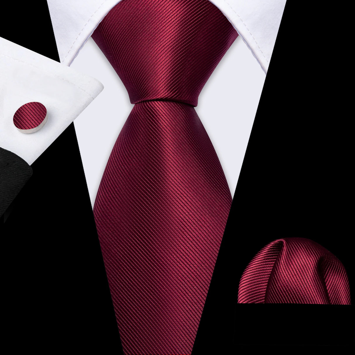Corbata de boda de seda roja con rayas de tejido jacquard para hombre, juego de corbata, pañuelo y gemelos, Barry.Wang, diseñador de moda FA-5028
