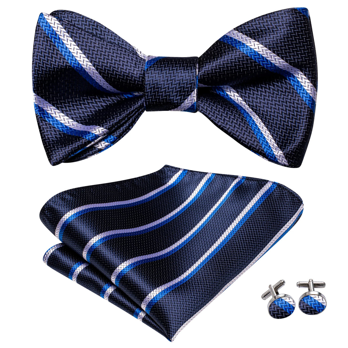 Dropshipping Jacquard Silk Mens Self Bow Tie Hanky Cufflinks Set Male Butterfly Knot Bowtie Wholesale for Male Wedding Business