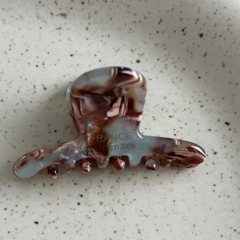 Barrettes à cheveux en acétate style français pour femmes, version exquise, étiquette dorée, petites pinces latérales tendance, accessoires pour cheveux pour filles
