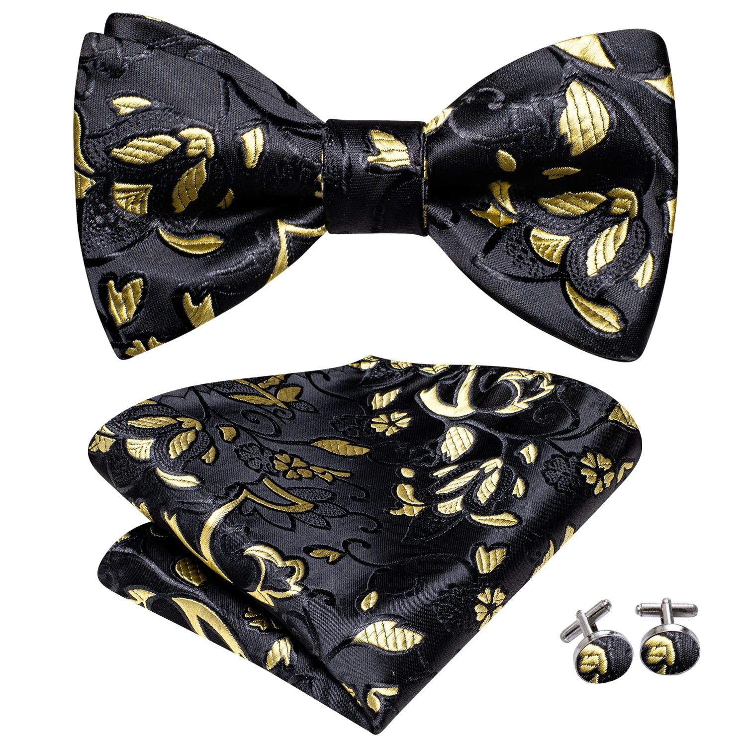 Dropshipping Jacquard Silk Mens Self Bow Tie Hanky Cufflinks Set Male Butterfly Knot Bowtie Wholesale for Male Wedding Business