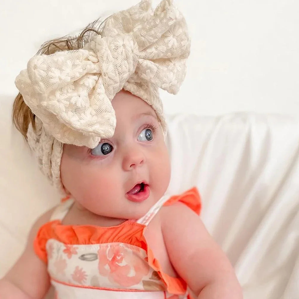 Headbands for Girl Soft Elastic Lace Bow Baby Girl Hair Band Children Turban Kids Headwear Toddler Hair Accessories for Newborn