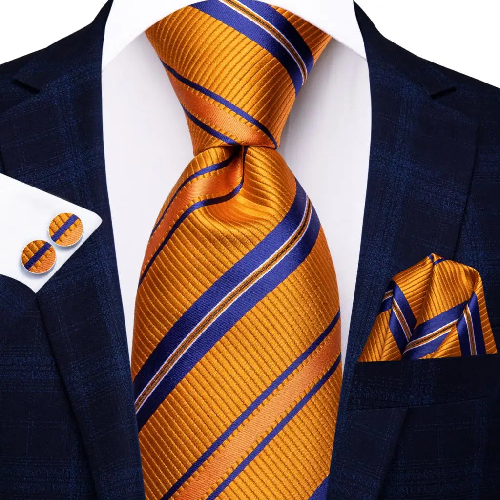 Corbata de boda de seda a rayas negras y rojas para hombre, gemelos de regalo, corbata de moda para negocios y fiestas, envío directo, diseño Hi-Tie