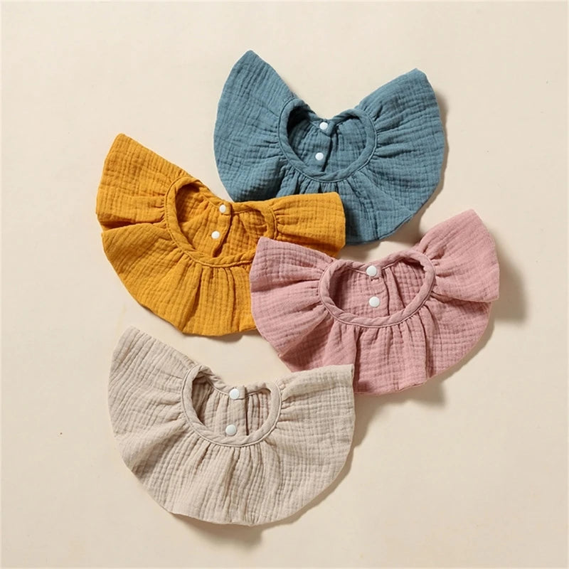 New Solid Colour Cotton Gauze Baby Bibs 360 Degree Rotation Adjustable Newborn Feeding Burp Cloth Bandana Scarf Kid Drooling Bib
