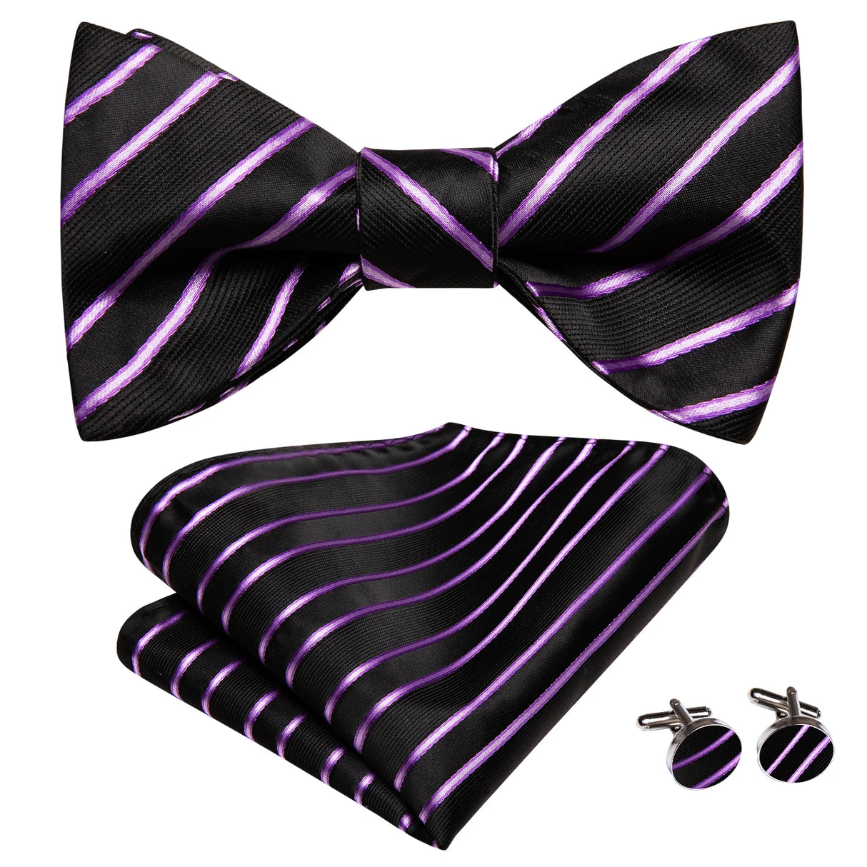 Dropshipping Jacquard Silk Mens Self Bow Tie Hanky Cufflinks Set Male Butterfly Knot Bowtie Wholesale for Male Wedding Business